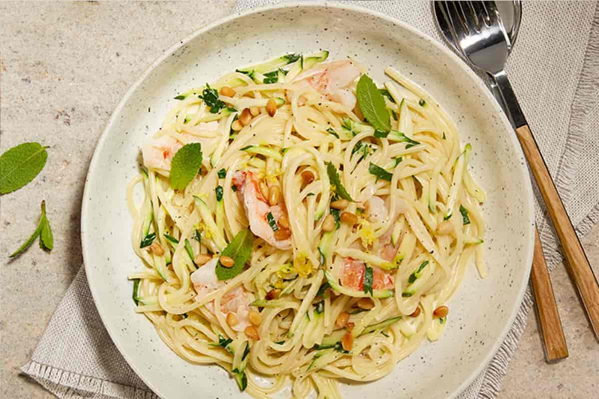 Prawn and Zucchini Pasta with Cheese Sauce