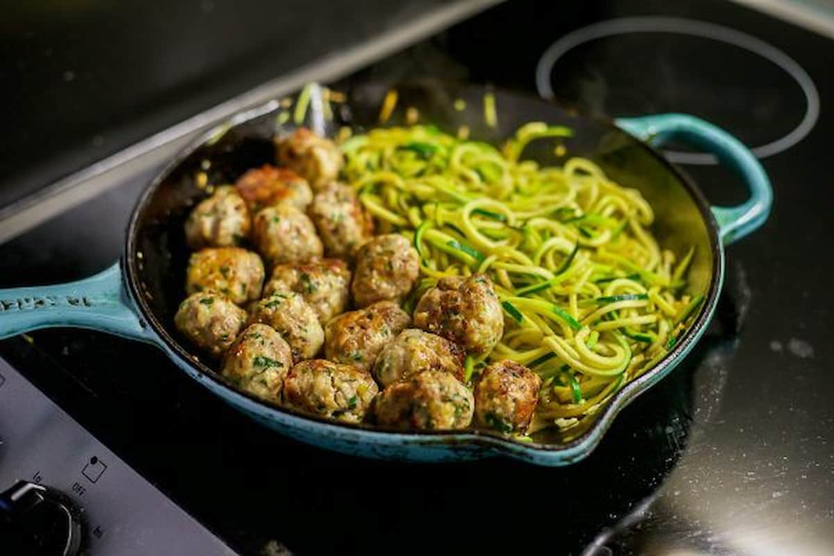 Meatballs with Lemon Zucchini Noodles