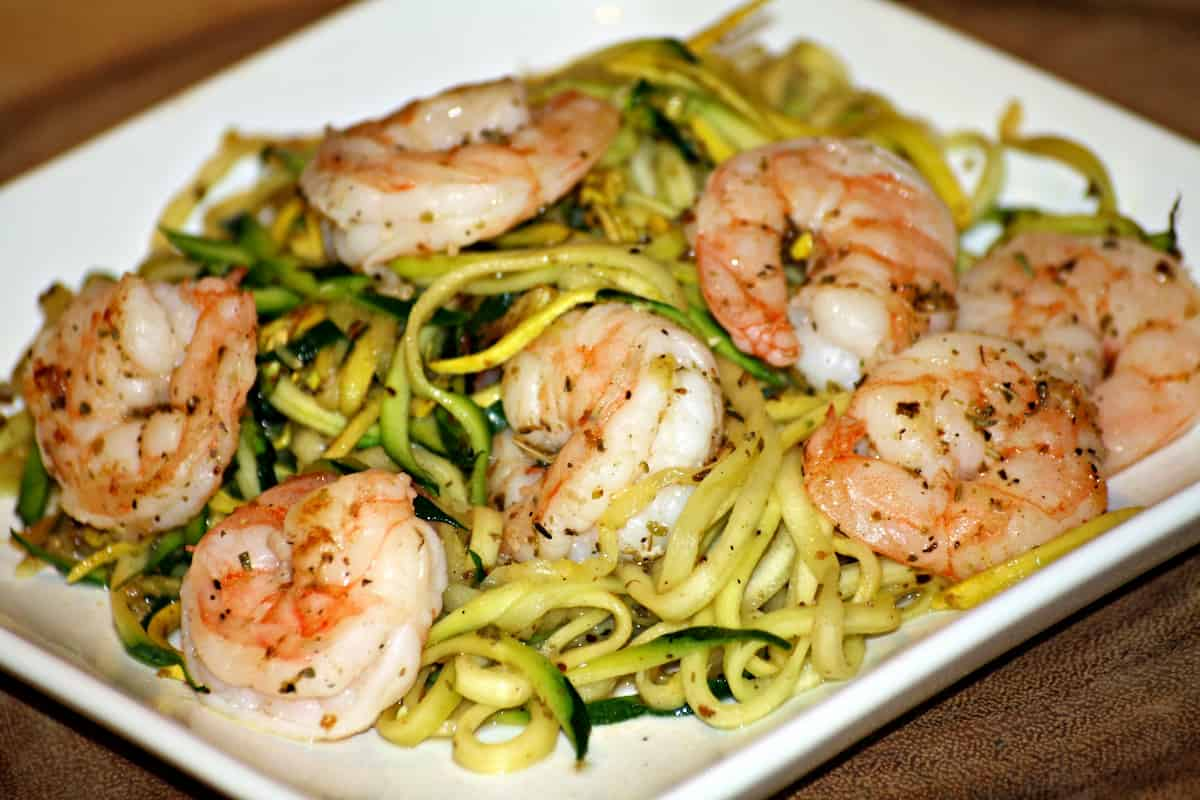 Pesto Zucchini Noodles with Shrimp