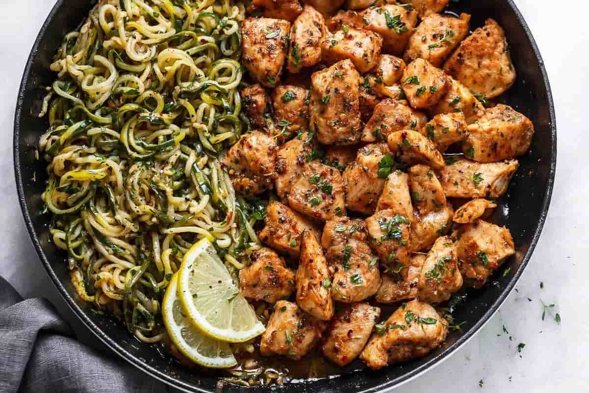 Meatballs with Lemon Zucchini Noodles