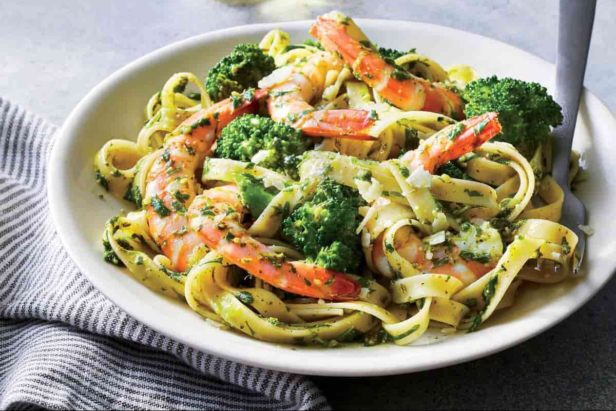 Pesto Zucchini Noodles with Shrimp