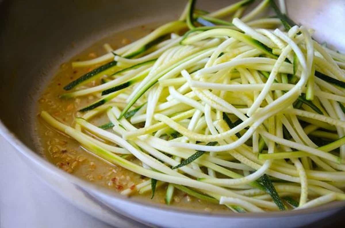 Zucchini Noodles in Boiling Water