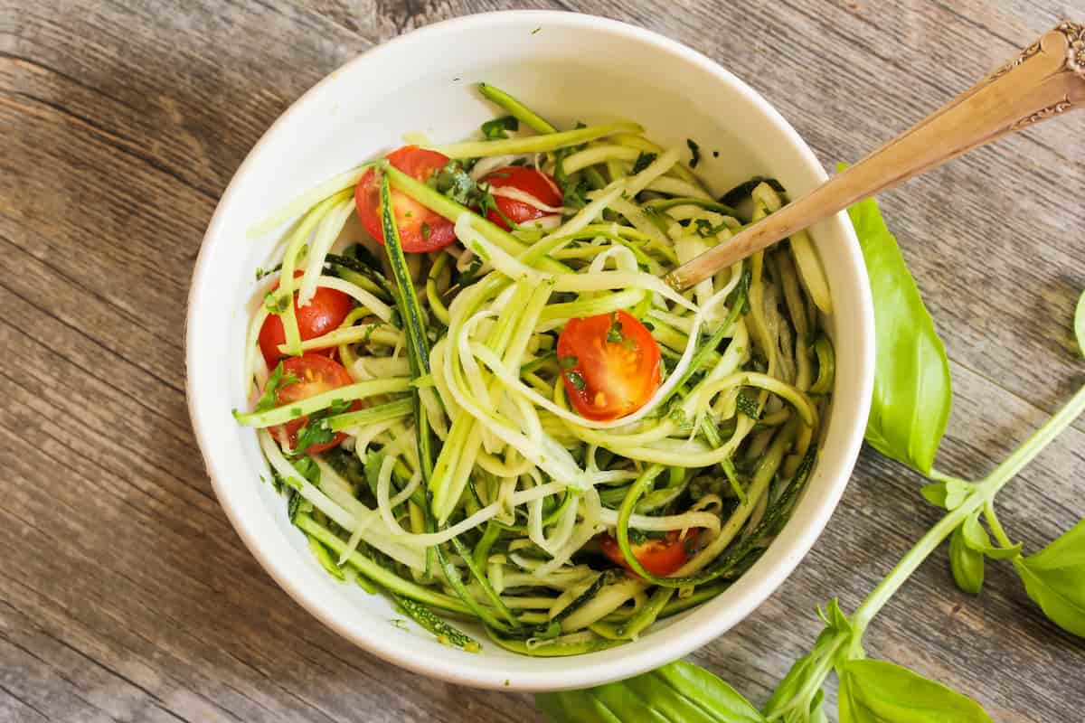 Parmesan Zucchini Noodles with Tomato