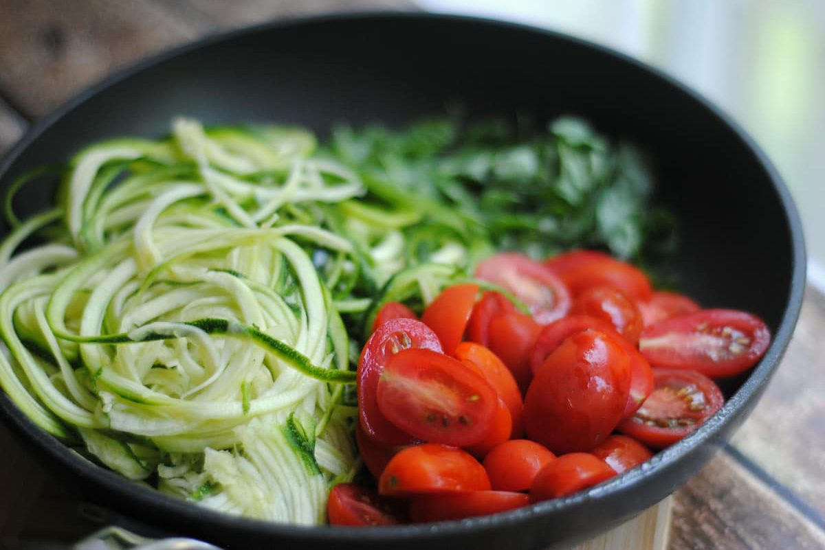 Parmesan Zucchini Noodles with Tomato